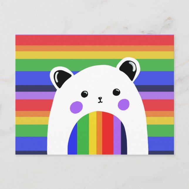 Carte postale arc-en-ciel de Panda fierté (Devant)