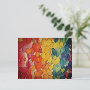 Carte Postale Arc en ciel des coeurs et de la fête de l'espoir C