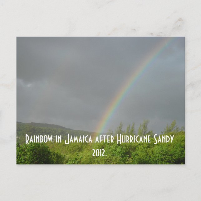 Carte Postale Arc en ciel en Jamaïque après l'ouragan Sandy 2012 (Devant)