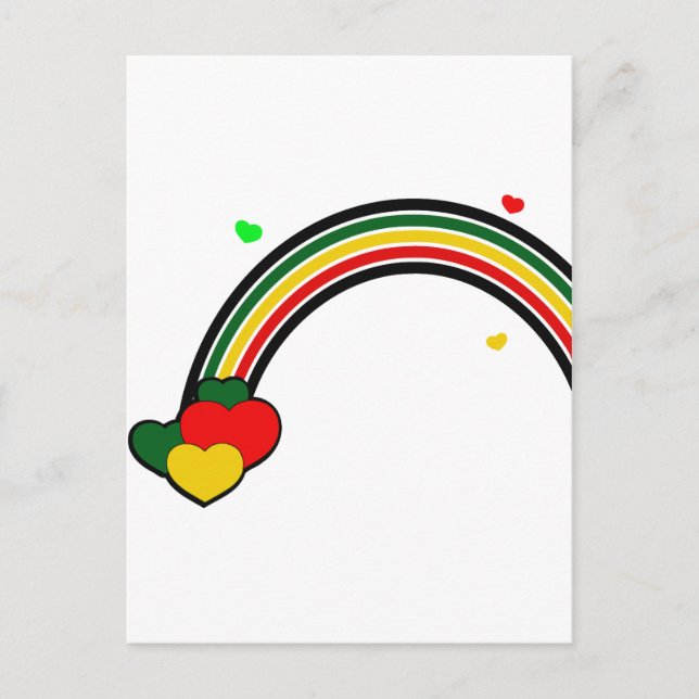 Carte Postale Arc-en-ciel et Coeurs Rasta (Devant)