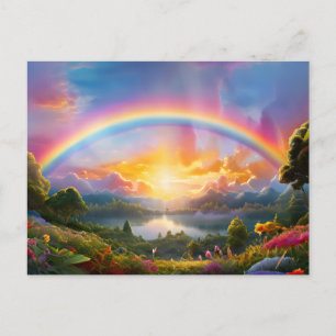 Carte Postale Arc-en-ciel et lac magnifiques 