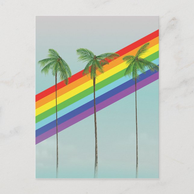 Carte Postale Arc en ciel et Palmes (Devant)
