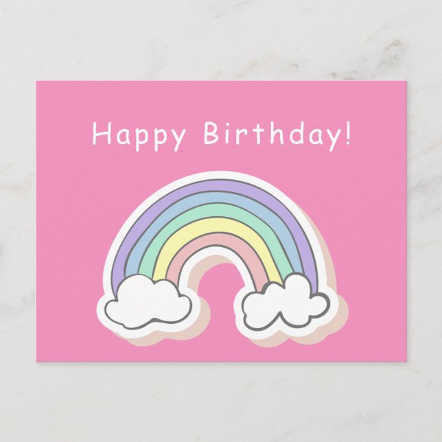 Carte Postale Arc-en-ciel Mignon - Anniversaire Filles (Devant)