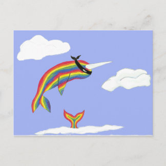 Carte Postale Arc-en-ciel Ninja Narwhal qui vole