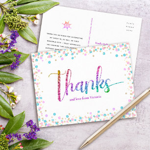 Carte Postale Arc-en-ciel Paillettes Points Douce 16 Anniversair
