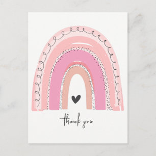 Carte postale arc-en-ciel pastel rose Merci