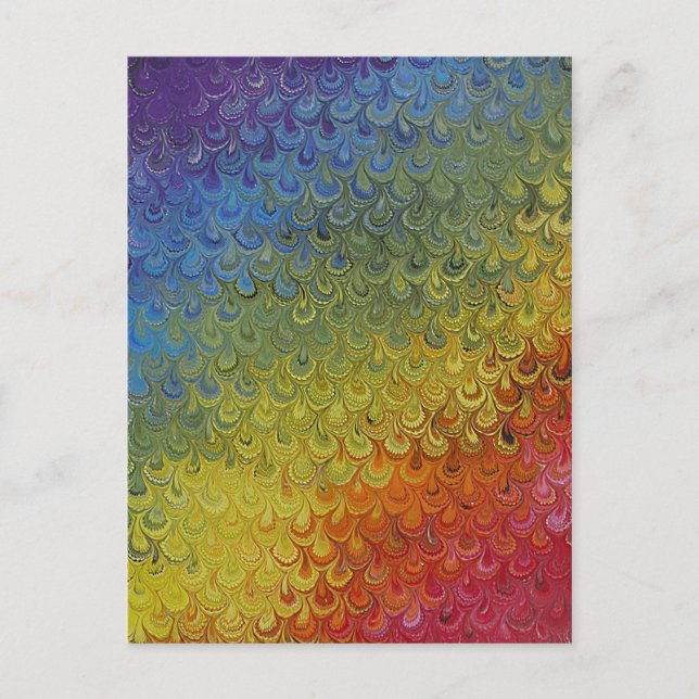 Carte Postale Arc-en-ciel Peacock en marbre peint (Devant)