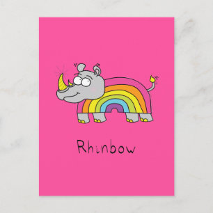 Carte postale arc-en-ciel Rhinbow Rhino rose