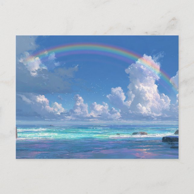 Carte Postale Arc-en-ciel sur l'océan (Devant)