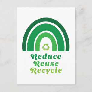 Carte Postale Arc-en-ciel vert environnemental Réduire Réutilise