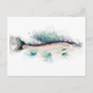 Carte Postale Arc gris arctique (Thymallus arcticus) Art Saumon