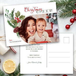 Carte Postale Arc moderne Floral Noël Cheval Script Photo