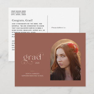 Carte Postale Arc moderne rouille rouge 1-Photo 2023 Graduation