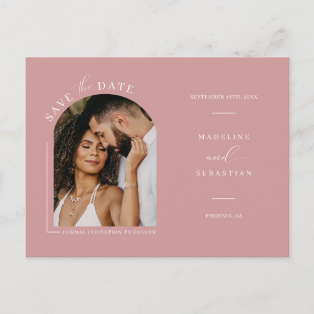 Carte Postale Arc rose Dusty moderne Photo QR Code Enregistrer l (Devant)