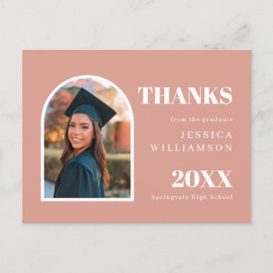 Carte Postale Arc rose Merci de graduation photo moderne