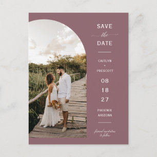 Carte Postale Arc violet Dusty Code QR Enregistrer la date
