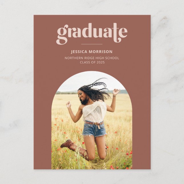Carte Postale Arch Photo Typographie moderne Rust 2025 Graduatio (Devant)