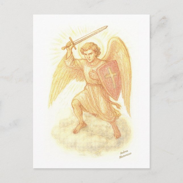 Carte Postale Archange avec épée (Devant)