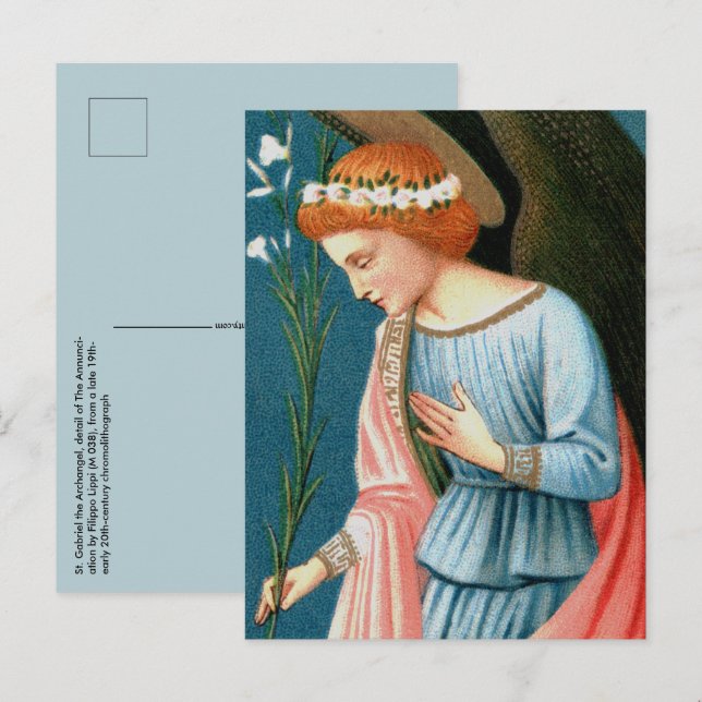 Carte Postale Archange Gabriel, Annonciation de Lippi (Détail) (Devant / Derrière)