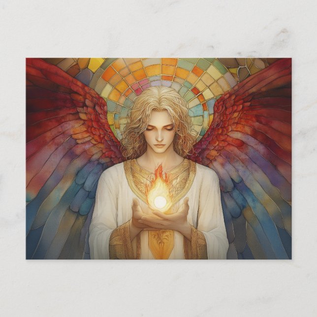 Carte Postale Archange Uriel La flamme de Dieu Mosaïque arc-en-c (Devant)