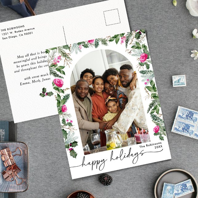 Carte Postale Arche botanique rose vif moderne 1 Photo Fêtes (Créateur téléchargé)