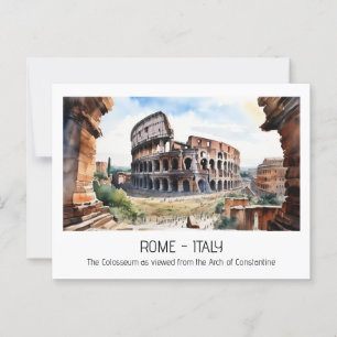 Carte Postale Arche d'aquarelle du Colisée Constantine Rome curi