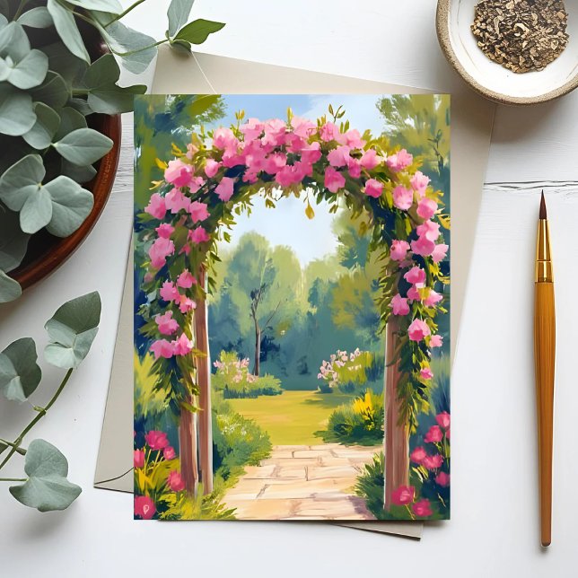 Carte Postale Arche de fleurs de mariage | Peinture de mariage à (Créateur téléchargé)
