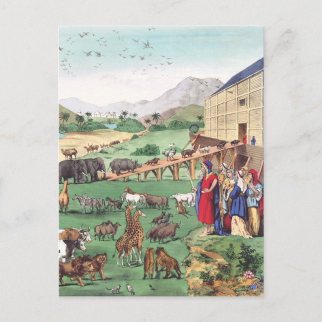 Carte Postale Arche de Noé avec animaux (Devant)