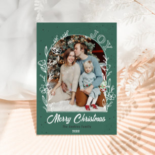 Carte Postale Arche photo familiale avec floral