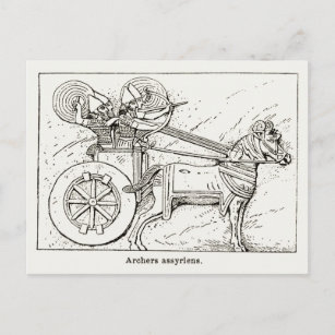 Carte Postale Archers assyriens, dessin vintage 1890
