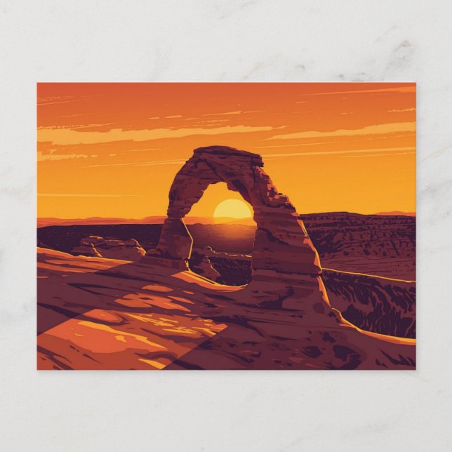 Carte Postale Arches Delicate Arch Sunset Art (Devant)