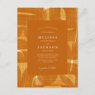 Carte Postale Arches et courbures rétro et lignes Mariage jaune