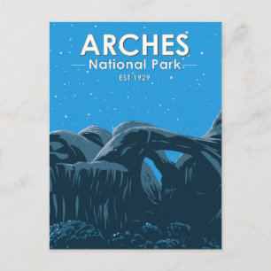 Carte Postale Arches Parc National Double Arch Night Sky Vintage