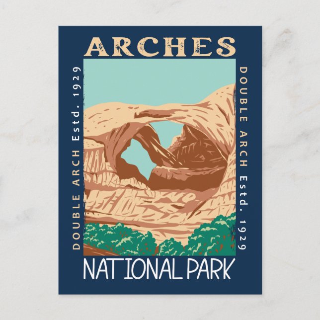 Carte Postale Arches Parc National Double Arche Retro Distorsion (Devant)