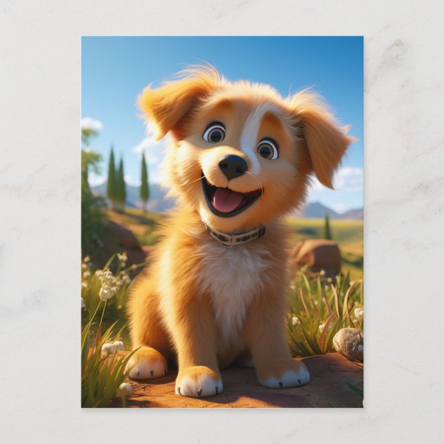 Carte Postale Archie - Chiot de récupération de laboratoire jaun (Devant)