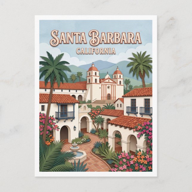 Carte Postale Architecture coloniale espagnole de Santa Barbara (Devant)