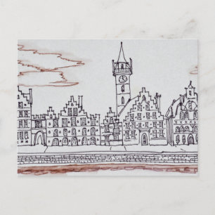 Carte Postale Architecture de Graslei Gand, Belgique