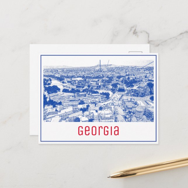 Carte Postale Architecture de rue Tbilissi Georgia (Devant/Arrière en situation)