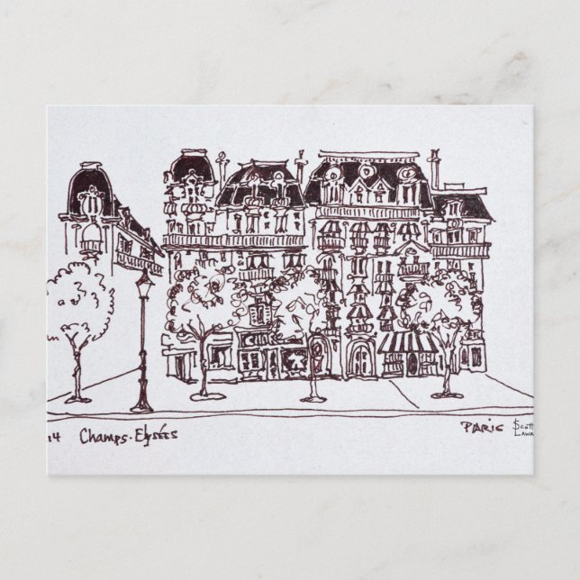 Carte Postale Architecture Haussmannienne | Champs Élysées, Pari (Devant)