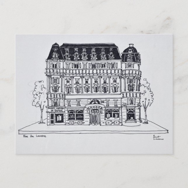 Carte Postale Architecture Haussmannienne | Rue du Louvre, Paris (Devant)