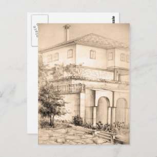 Carte Postale Architecture Maison traditionnelle Dessin d'art