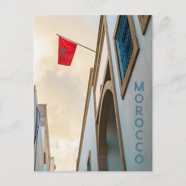 Carte Postale Architecture marocaine avec drapeau, photo de voya (Devant)