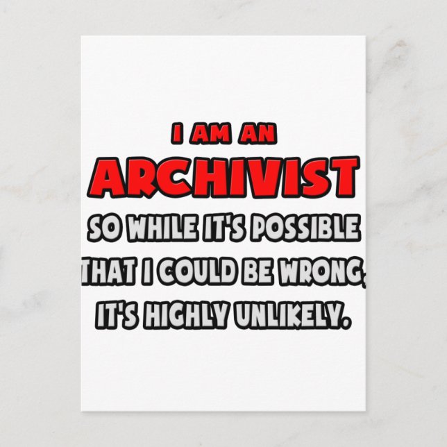 Carte Postale Archiviste drôle .. Très improbable (Devant)