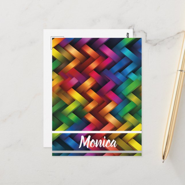 Carte Postale Arcoíris de Geometría Vibrante (Devant/Arrière en situation)