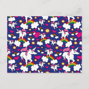 Carte Postale Arcs-en-ciel et licornes
