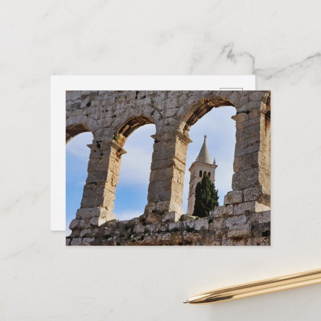 Carte Postale Arène de Pula Croatie (Devant/Arrière en situation)