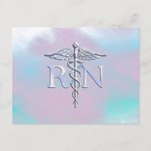 Carte Postale Argent comme RN Caduceus Médicale Mère Pearl