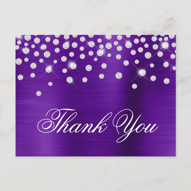 Carte Postale Argent Diamant Confetti Indigo Satin Foil (Devant)