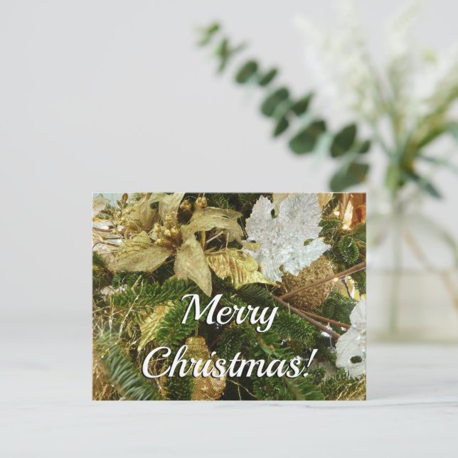 Carte Postale Argent et or Noël Arbre II (Debout devant)
