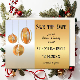 Carte Postale Argent Gold Noël artistique Enregistrer la date